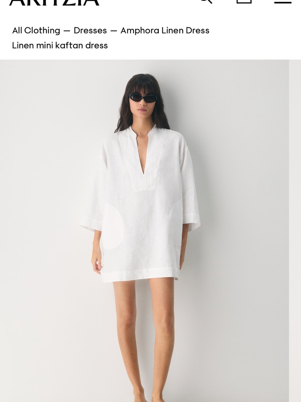 Aritzia White Linen Mini Kaftan Coverup